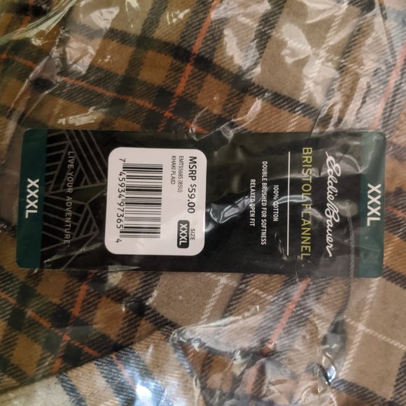 Eddie Bauer Bristol Flannel Relaxed Open Fit 100% Cotton Size XXXL SNEW WITH TAG - Picture 5 of 9